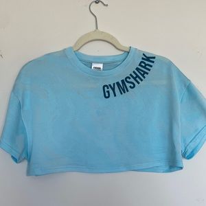 Gymshark- Cropped Mesh Top, Light Blue (small)